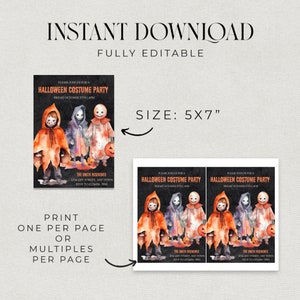 Downloadable Halloween Invitation Template, Watercolor Halloween ...