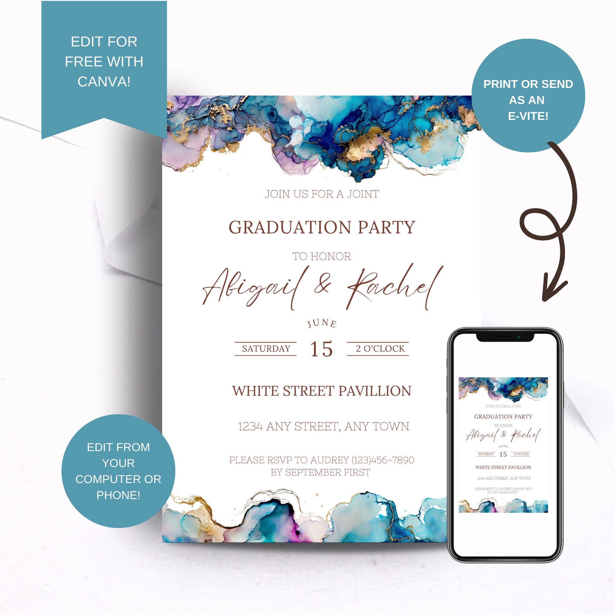 Joint Graduation Party Invitations, Grad Party Invites for Girls