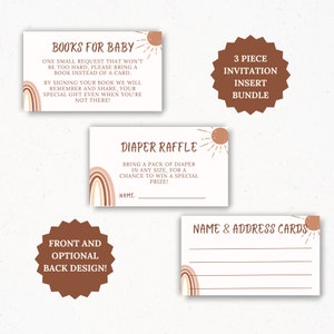 Here Comes the Sun Baby Shower Invitation Inserts, Sunshine Baby Shower Template, Diaper Raffle, Here Comes the Son, Boho Baby Shower Invite