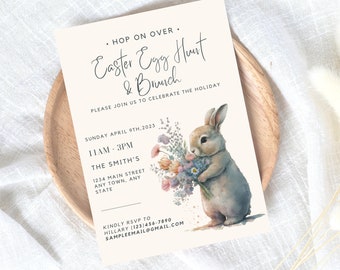 Easter Egg Hunt Invitation Template, Easter Brunch Egg Hunt Invite, Editable Easter egg Invite, Easter Celebration, Sunday Brunch