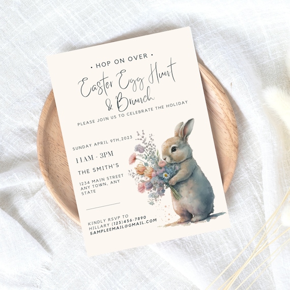 Easter Egg Hunt Invitation Template, Easter Brunch Egg Hunt Invite, Editable Easter egg Invite, Easter Celebration, Sunday Brunch