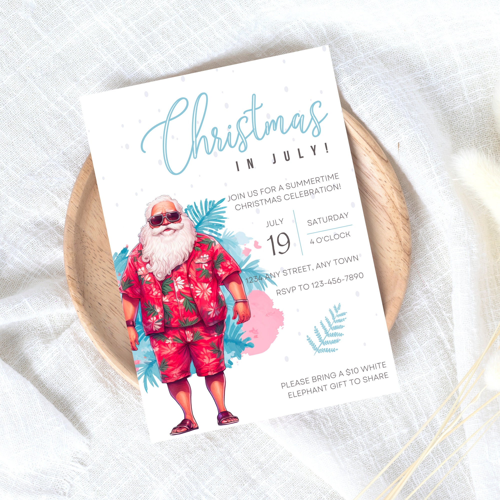 Christmas in July Invitation Template Holiday Party Summer Xmas Christmas in July Invitation Template Holiday Party Summer Xmas