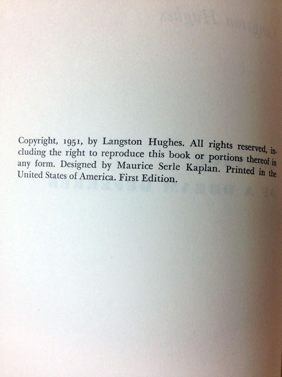 Langston Hughes 1st Edition Signed Montage Of A Dream Deferred