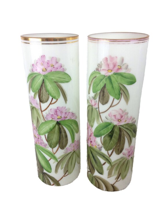 Southern Charm Pair Of Fenton Glass Charleton Rhododendron Etsy