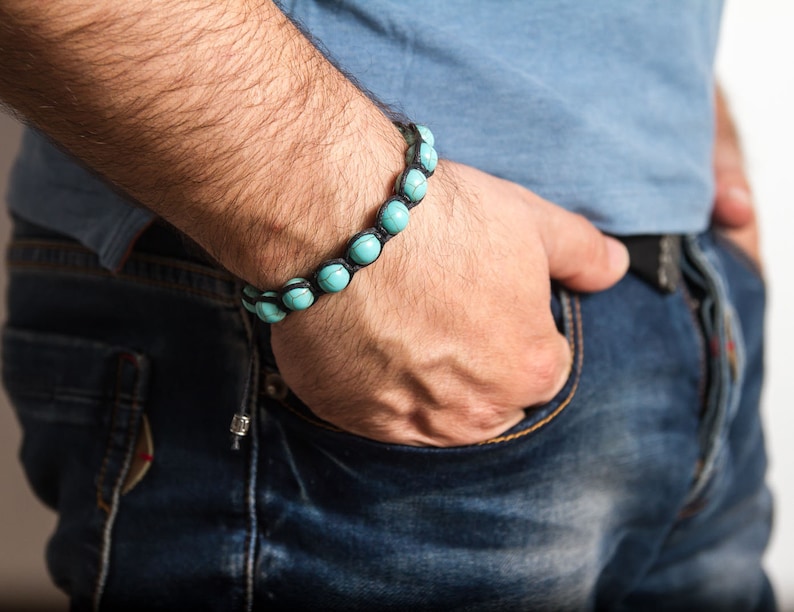 Turquoise Men's, Bracelet Gemstone Jewelry, Gift for Him, Turquoise for