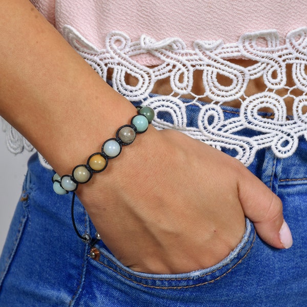 Amazonite Women Bracelet , Amazonite for her. Beaded bracelet women. Good luck stone bracelet.Prosperity stone bracelet, Girl's gift