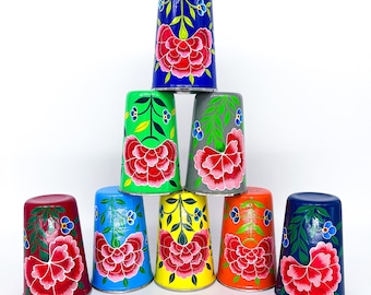 Flower Design hand painted enamel cup