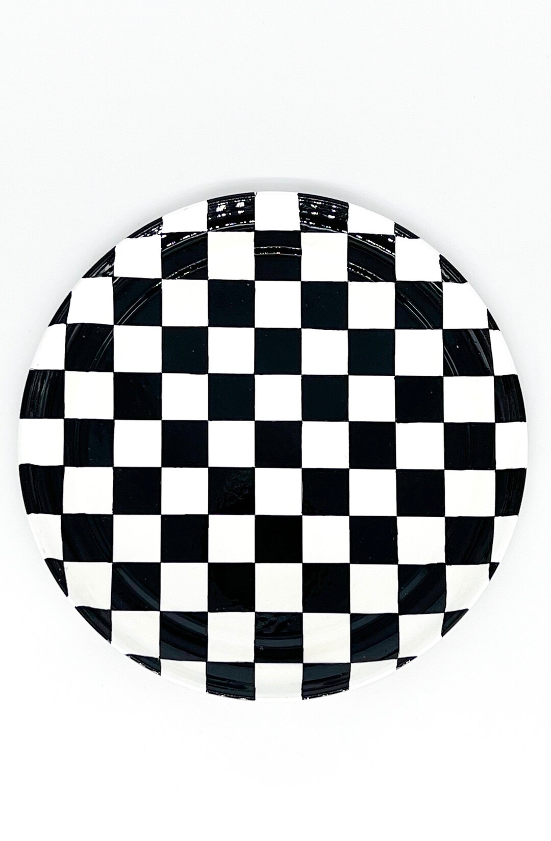 Checkered Black and White Hand Painted Tray 13 Enamel - Etsy