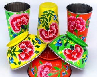 Flower design Hand Painted Enamel small Bowl