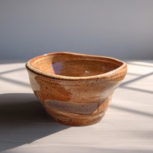 Peut inclure: Un bol en c&eacute;ramique fait &agrave; la main avec un design rustique et organique. Le bol pr&eacute;sente une palette de couleurs chaudes et terreuses avec des nuances de brun et de beige. Le bord a une forme l&eacute;g&egrave;rement irr&eacute;guli&egrave;re, ajoutant &agrave; son attrait artisanal unique.