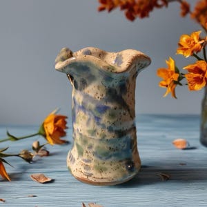 Handmade Ceramic Vase | Bud Vase | Pottery Wildfower Vase | Unique Gift | Boho Spring Bud Vase | Blue and Green Vase | Strong Heavy Vase