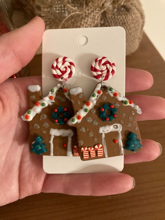 Gingerbread house earrings deals