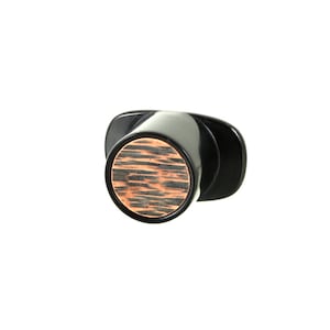 Delrin & &#39;Lines&#39; Texture Copper OR Brass Inlay Round Labret Plug | Handmade to order
