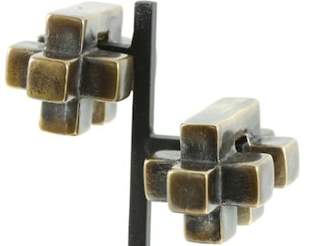 Pesas de oreja de cubo pequeño - pesas de bronce estilo manguito - para orejas estiradas 16mm-5/8" y más grandes