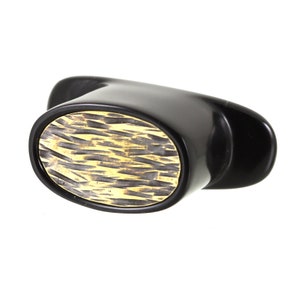 Delrin Oval Labret Plug With &#39;Lines&#39; texture Brass OR Copper Inlay | Handmade to order