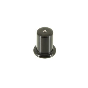 May include: Black plastic bottle stopper with a threaded top.
