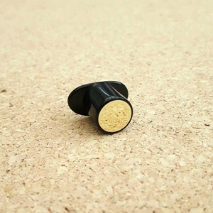Delrin & Polished Brass Inlay Round Labret Plug | Handmade to order