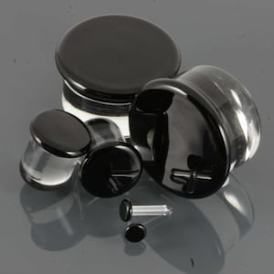 Black Single Flare Glass Plug | 1 Piece | Ear Stretching