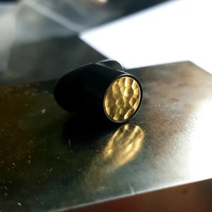 Delrin & Hammered Brass Inlay Round Labret Plug | Handmade to order
