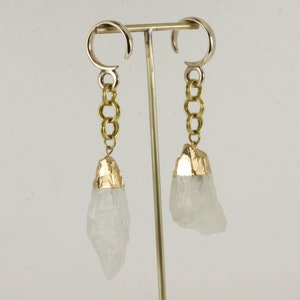 Loop Drop Ear Weights | Rock Cyrstal Hangers | Gold & Bronze Earrings