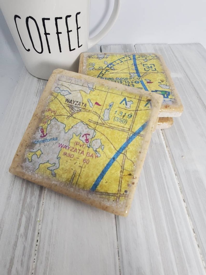 CustomGiftsByLisa Aviation Chart Stone Coasters - Thumbnail 4