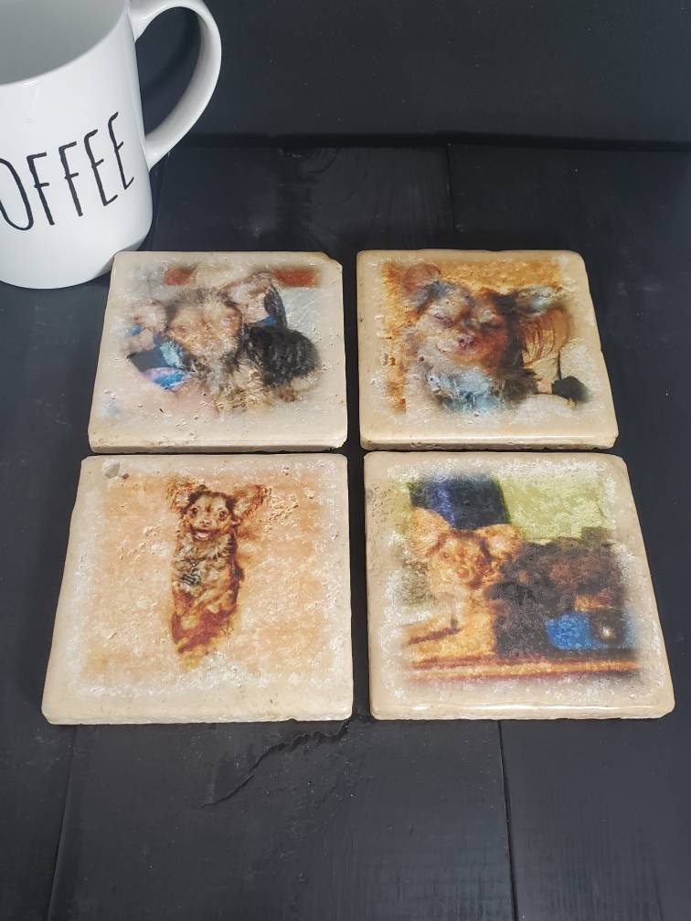 Stone Coasters With Photo Set of 4 Custom Picture Coasters. Epoxy ...