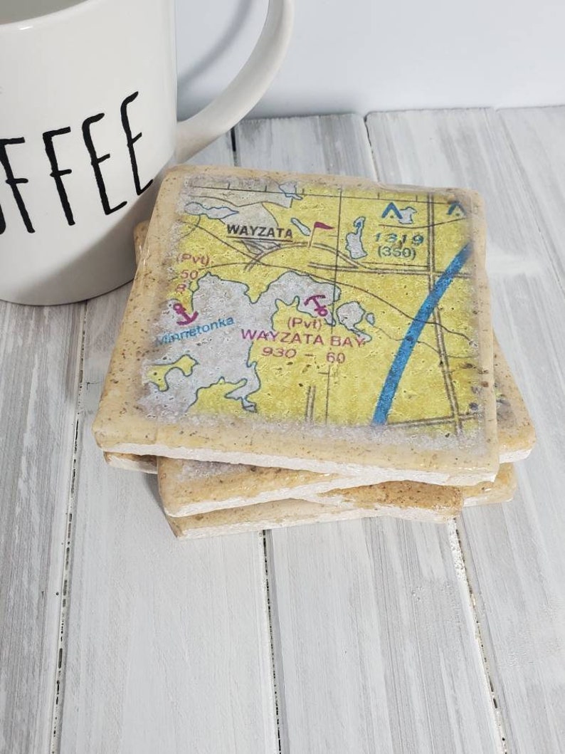 CustomGiftsByLisa Aviation Chart Stone Coasters - Thumbnail 2