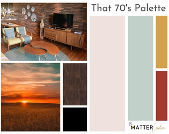 Tavolozza dei colori per la casa / Design d'interni / Benjamin Moore / Retro / Vintage / Mid-Century / Moderno / Neutro / Colori della vernice / Decorazione