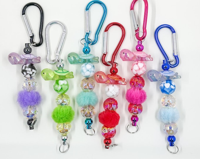 Glow in the dark turtle keychain or bag clip