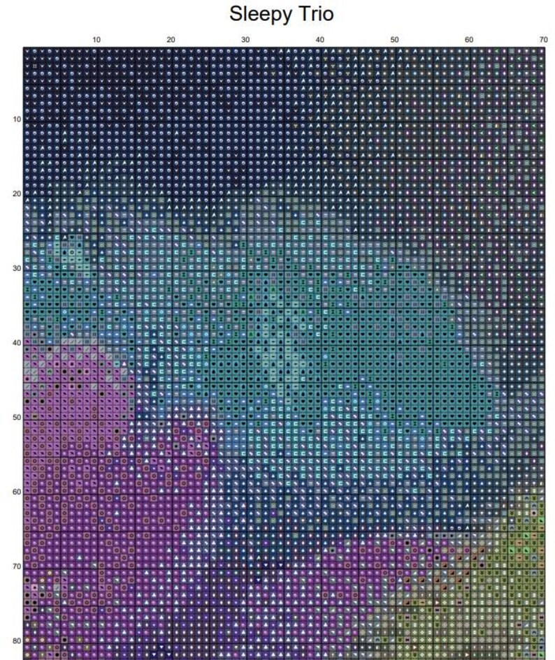 Sleepy Trio Cross Stitch Pattern - Etsy