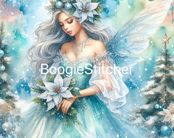 Winter Fairy Cross Stitch Pattern: PDF Download, 85 Colors