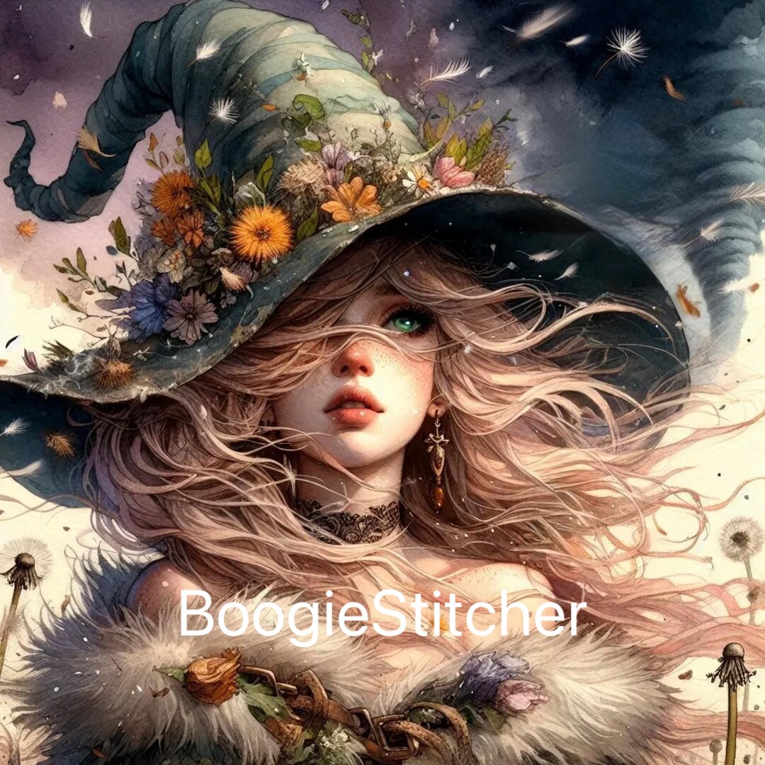 Autumn Wind Witch Cross Stitch Pattern - Etsy