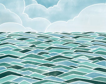 Abstract Sea Ocean 8x10 Illustration