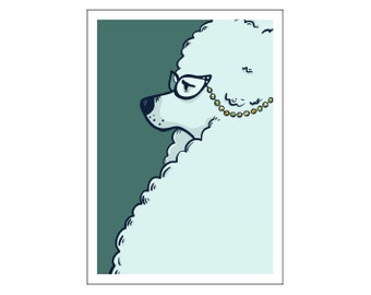 Dog Portrait: Poodle with Jewelry and Glasses