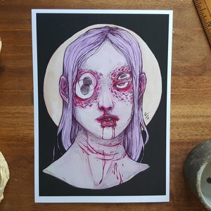 Bloody Mouth Art Print: Surreal Body Horror, Dark Art (5x7)