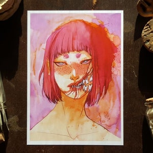 Floating Teeth / Stampa fine art opaca 5 x 7 / Strano / Surreale / Arte oscura / Denti / Body Horror / Acquerello e inchiostro su carta