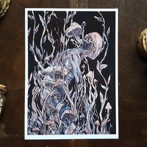 Mycelia Art Print: Surreal Mushroom Body Horror (5x7)