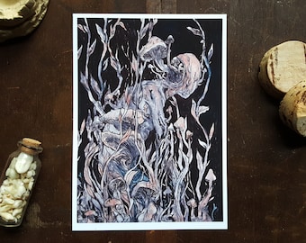 Mycelia Art Print: Surreal Mushroom Body Horror (5x7)