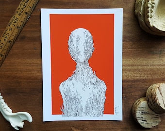 Wydruk artystyczny „Korupcja”: Surrealistyczny horror ciała, mroczna sztuka (5x7)