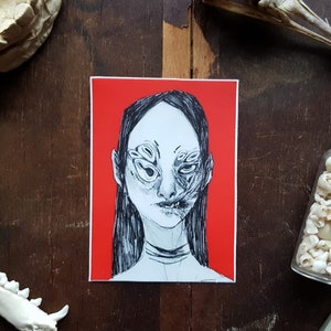 Defaced Girl / Stickers / Creepy / Strange / Dark Surrealism / Matte Weatherproof Vinyl Stickers