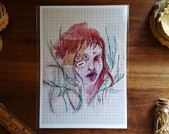 Disfigured Horror Art Print: Surreal Body Horror, Mixed Media (5x7 inches)