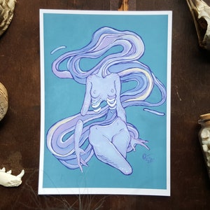 Flow / 5 x 7 matte fine art print / Strange / Surreal / Dark art / Gouache on Watercolor Paper