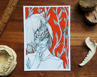 Horror Vine Art Print, surrealistyczna sztuka mroku (5x7)