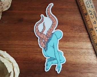 Cuerpo de tentáculo / Pegatinas / Terror / Extraño / Surrealismo oscuro / Pegatinas de vinilo mate CLEAR resistentes a la intemperie