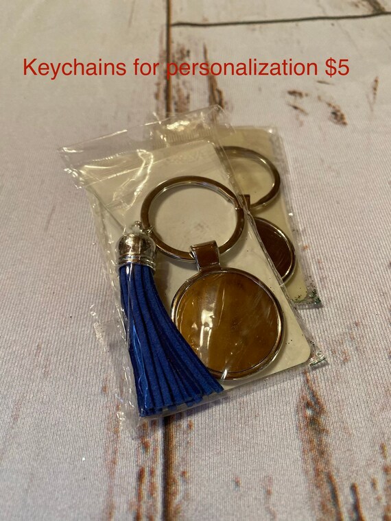 Silver Keychains With Royal Blue Tassel Etsy