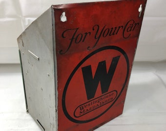 Vintage zeldzame Westinghouse Mazda lampen voor uw auto metaal kabinet winkel weergeven
