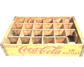 Vintage 1965 Yellow Coca Cola Chattanooga Wood Bottle Crate - 18-3 8 quot Long x 12 quot Wide x 4 quot High