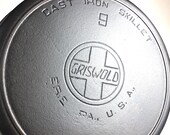 Vintage Griswold 9 Slant Logo Heat Ring 710 H ERIE Pa USA Cast Iron Skillet - circa 1920 - 1940
