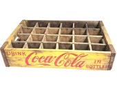 Vintage 1963 Yellow Coca Cola Chattanooga Wood Bottle Crate - 18-3 8 quot Long x 12 quot Wide x 4 quot High
