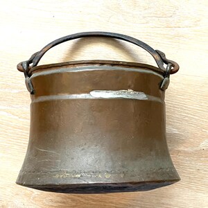 Antique Primitive Handmade Copper Pot Dovetail bottom/side